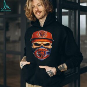 Skull wearing a face scarf Chicago Bears football shirt