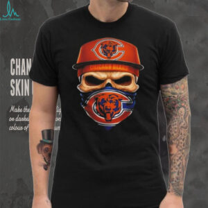Skull wearing a face scarf Chicago Bears football shirt