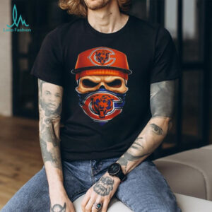 Skull wearing a face scarf Chicago Bears football shirt