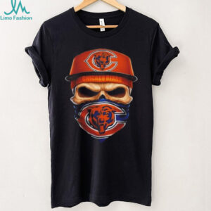 Skull wearing a face scarf Chicago Bears football shirt