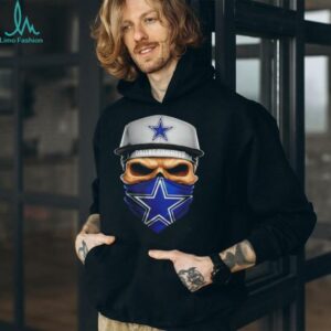 Skull wearing a face scarf Dallas Cowboys football shirt