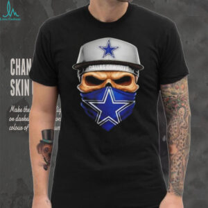 Skull wearing a face scarf Dallas Cowboys football shirt