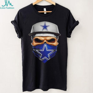 Skull wearing a face scarf Dallas Cowboys football shirt