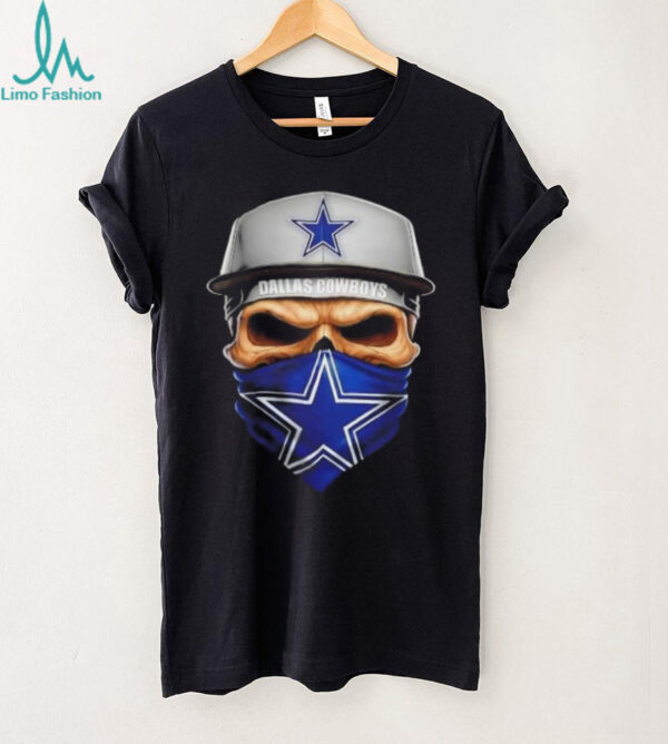 Skull wearing a face scarf Dallas Cowboys football shirt
