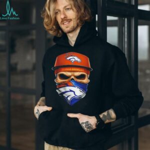 Skull wearing a face scarf Denver Broncos football shirt