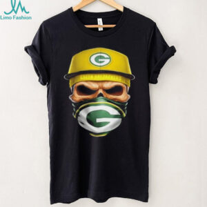 Skull wearing a face scarf Green Bay Packers football shirt