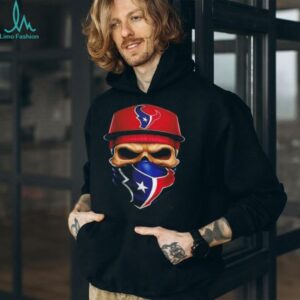 Skull wearing a face scarf Houston Texans football shirt