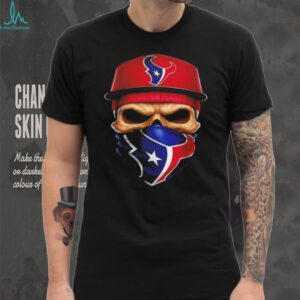 Skull wearing a face scarf Houston Texans football shirt