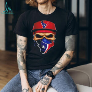 Skull wearing a face scarf Houston Texans football shirt