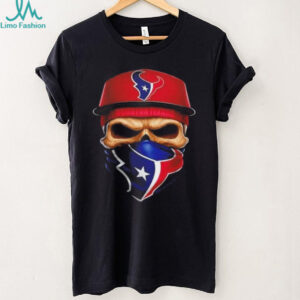Skull wearing a face scarf Houston Texans football shirt