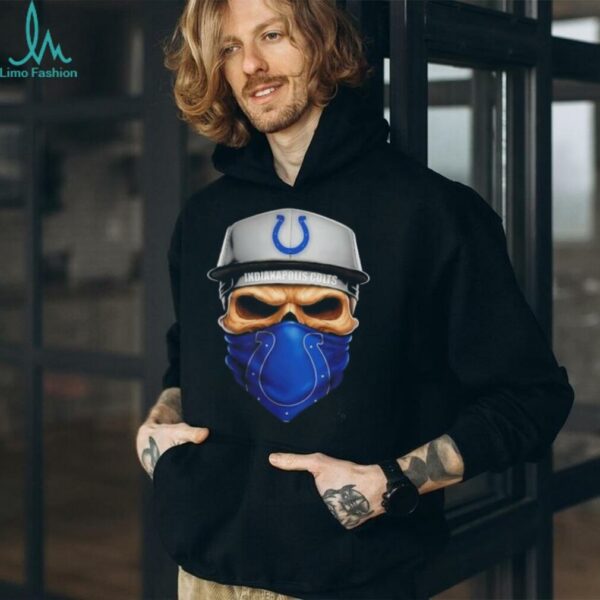 Skull wearing a face scarf Indianapolis Colts football shirt