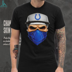 Skull wearing a face scarf Indianapolis Colts football shirt