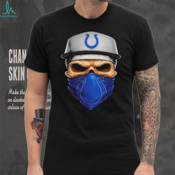 Skull wearing a face scarf Indianapolis Colts football shirt