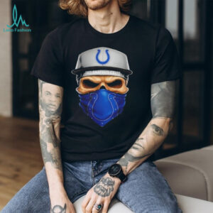 Skull wearing a face scarf Indianapolis Colts football shirt