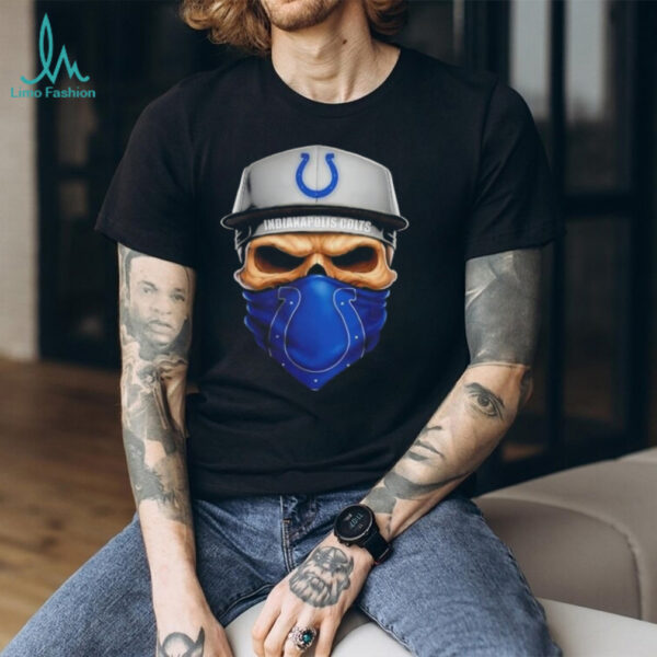 Skull wearing a face scarf Indianapolis Colts football shirt