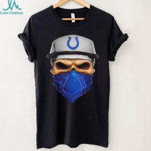 Skull wearing a face scarf Indianapolis Colts football shirt