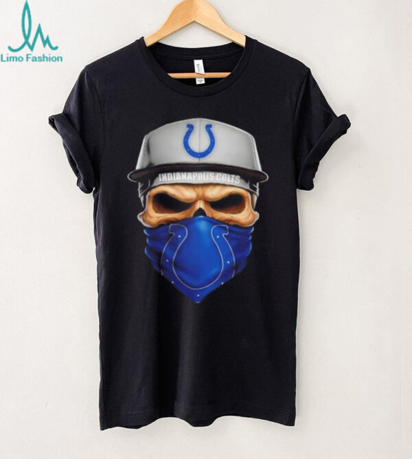 Skull wearing a face scarf Indianapolis Colts football shirt