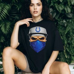 Skull wearing a face scarf Indianapolis Colts football shirt