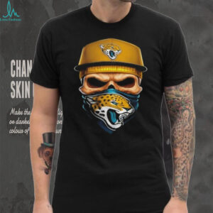 Skull wearing a face scarf Jacksonville Jaguars football shirt