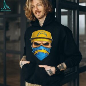 Skull wearing a face scarf Los Angeles Chargers football shirt