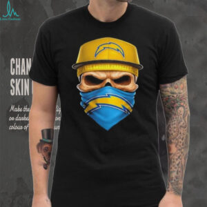 Skull wearing a face scarf Los Angeles Chargers football shirt