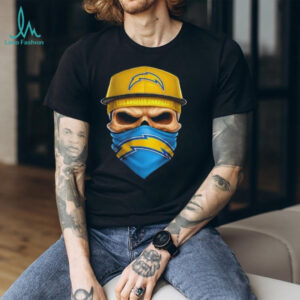 Skull wearing a face scarf Los Angeles Chargers football shirt
