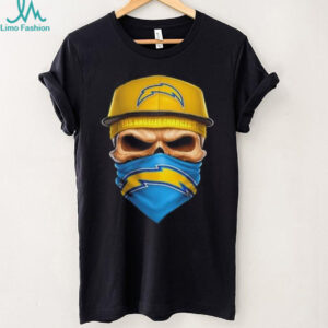 Skull wearing a face scarf Los Angeles Chargers football shirt