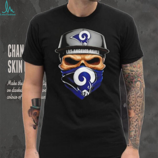 Skull wearing a face scarf Los Angeles Rams football shirt
