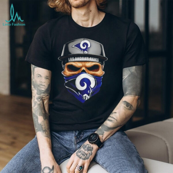 Skull wearing a face scarf Los Angeles Rams football shirt