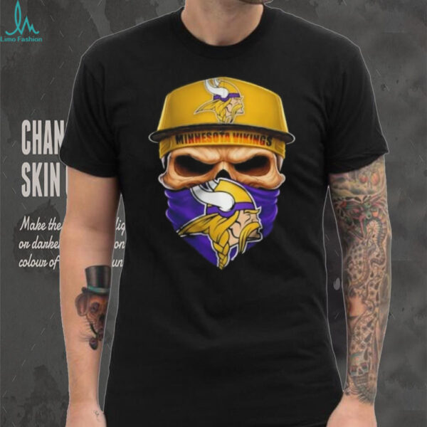 Skull wearing a face scarf Minnesota Vikings football shirt