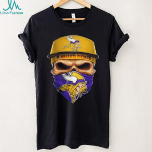 Skull wearing a face scarf Minnesota Vikings football shirt