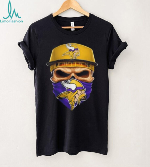 Skull wearing a face scarf Minnesota Vikings football shirt