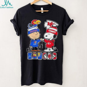 Snoopy X Charlie Brown Kansas Sports Jayhawks X Chiefs Skyline 2025 T shirt