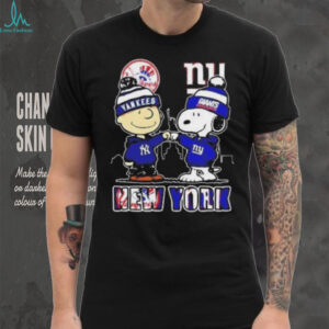 Snoopy X Charlie Brown New York Sports Yankees X Giants Skyline 2025 T shirt