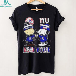 Snoopy X Charlie Brown New York Sports Yankees X Giants Skyline 2025 T shirt