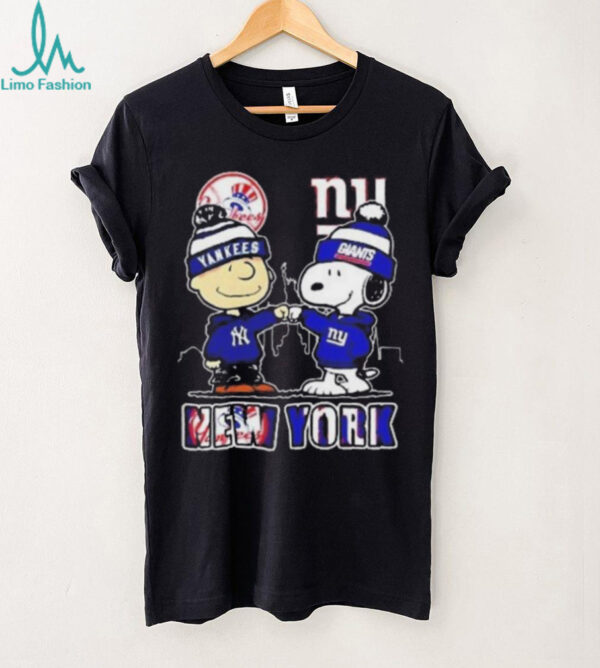 Snoopy X Charlie Brown New York Sports Yankees X Giants Skyline 2025 T shirt