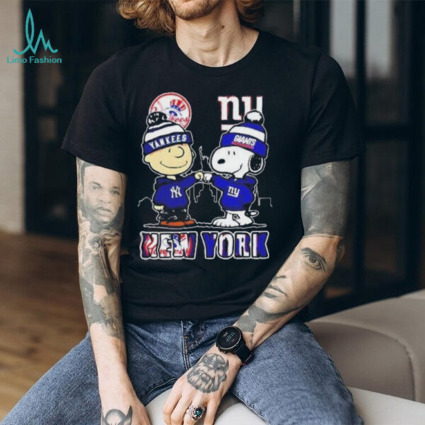 Snoopy X Charlie Brown New York Sports Yankees X Giants Skyline 2025 T shirt