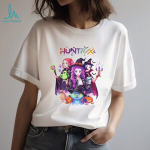 Spooky Huntrix Halloween Kpop Demon Hunters Saja Girls and Derpy Tiger shirt