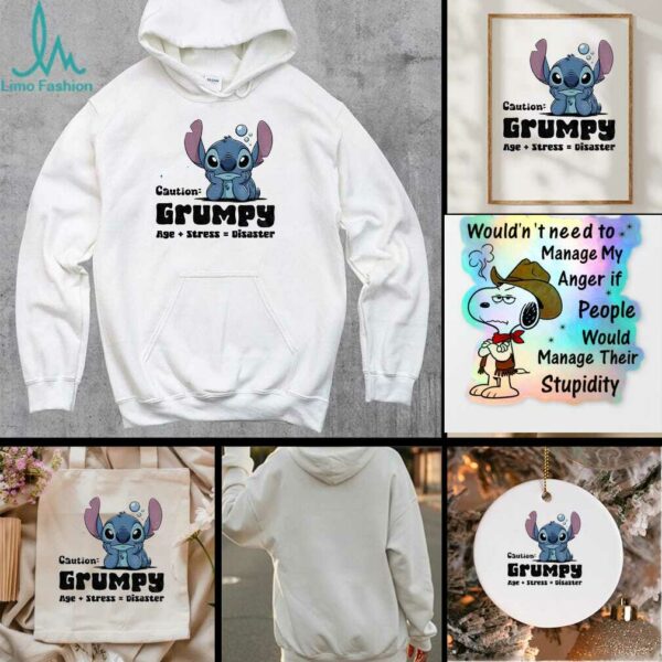 Stitch caution grumpy age stress disaster t shirt