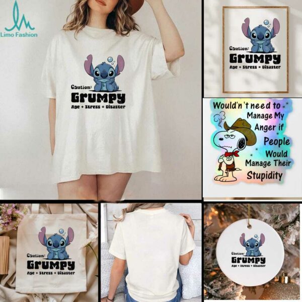 Stitch caution grumpy age stress disaster t shirt
