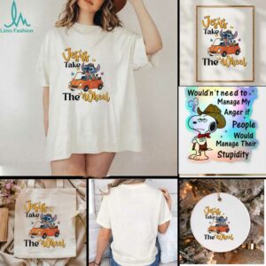 Stitch driving car Jesus take the wheel t shirt