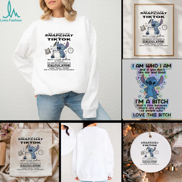Stitch no I cant do snapchat or tiktok but I can write in cursive do math without a calculator t shirt