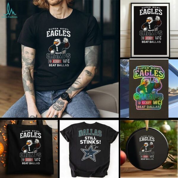 Super Bowl Philadelphia Eagles champs kickoff WC beat Dallas Cowboys still stinks mascot shirt