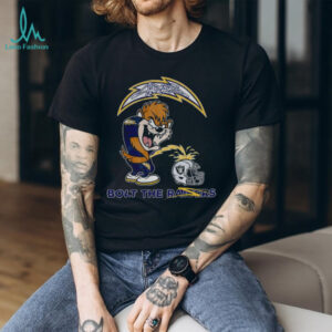 Tasmanian Devil Los Angeles Chargers piss on Las Vegas Raiders helmet Bolts the Raiders shirt