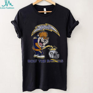 Tasmanian Devil Los Angeles Chargers piss on Las Vegas Raiders helmet Bolts the Raiders shirt