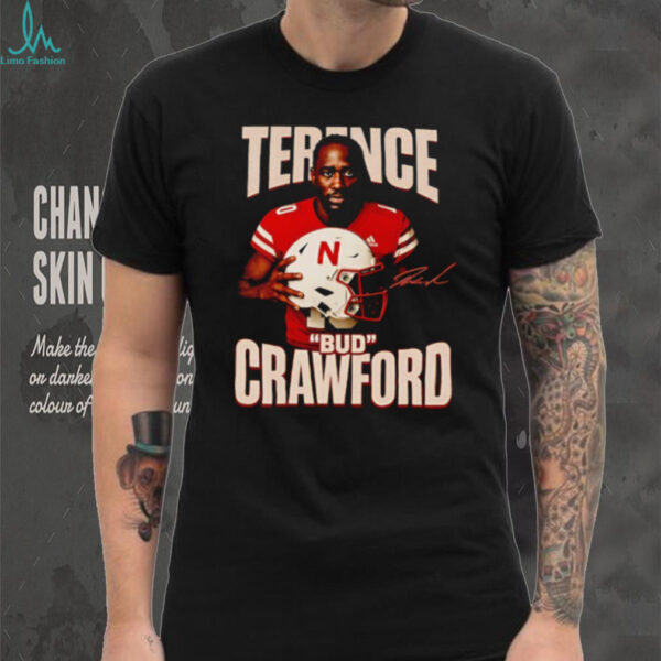 Terence Bud Nebraska Cornhuskers football helmet Crawford signature shirt