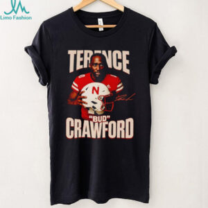 Terence Bud Nebraska Cornhuskers football helmet Crawford signature shirt
