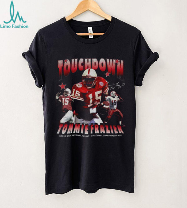 Trae Taylor Nebraska QB wearing Touchdown Tommie Husker Legend Tommie Frazier shirt