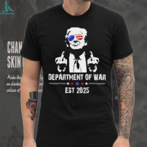 Trump wearing glasses USA flag department of war est 2025 shirt