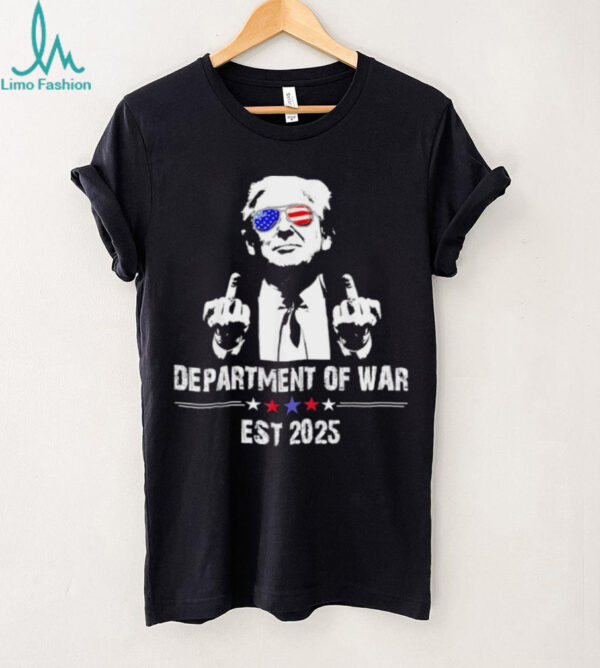 Trump wearing glasses USA flag department of war est 2025 shirt